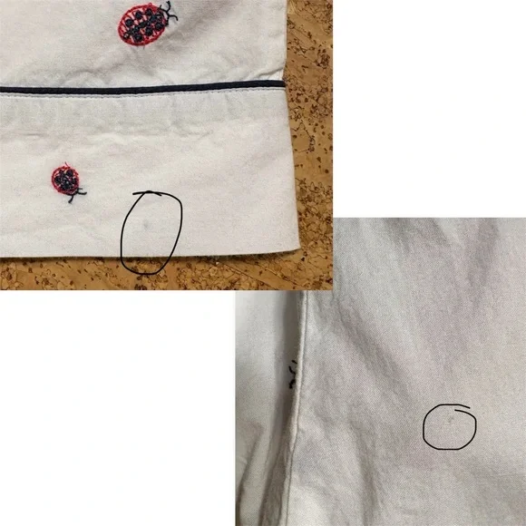 Printfresh + Anthropologie Organic Cotton Embroidery Ladybug Long PJ Set Sz M - Picture 15 of 15